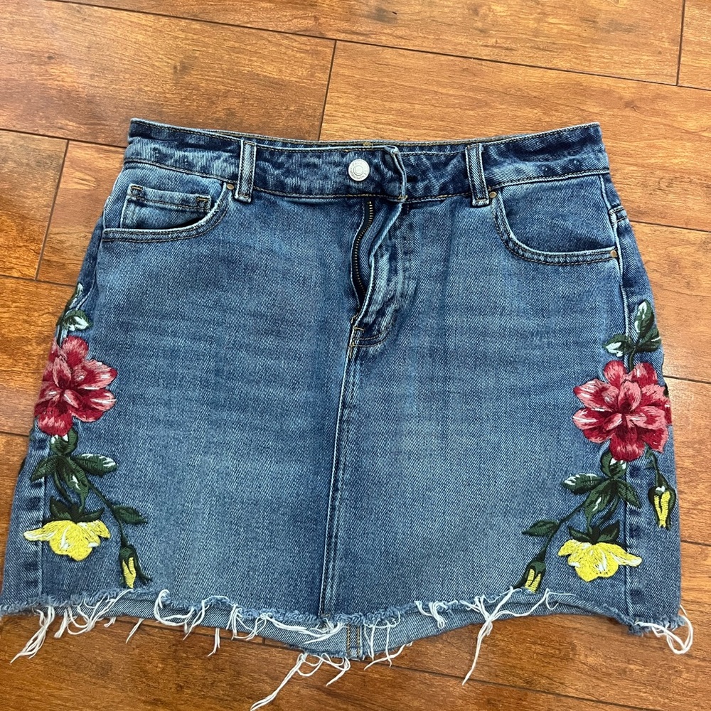 Pacsun LA Embroidered Boho Denim Skirt